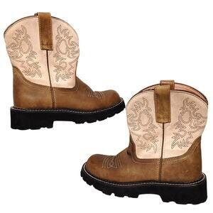 Ariat Fatbaby Western Cowboy Boots Pink Brown Leather Womens Size 5B